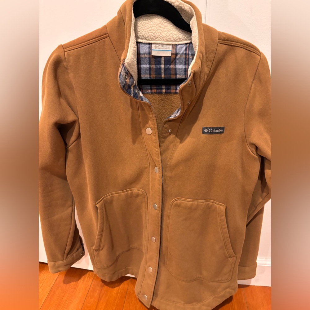 Columbia Brown Jacket with Blue Plaid Lining